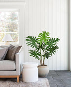 Hollyone Artificial Tree Philodendron Plant 3FT Tall Faux Monstera Indoor Trees Fake Tropical Palm Plants Trees House Plants in Pot for Indoor Outdoor Home Office Garden Living Room Decoration, 2 Pack