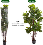 GlowSol Faux Fiddle Leaf Fig Tree, 5 Ft Artificial Ficus Lyrata Plant with 102 Fiddle Leaves, Fake Floor Plant in Pot for Indoor Outdoor Living Room House Office Bedroom Decor