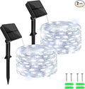 cshare Solar Fairy Lights Outdoor Waterproof,16.4ft 50LED Solar String Lights for Outside 8 Modes 2 Packs for Patio Backyard Garden Wedding Deorations Cool White