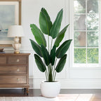 Artificial Bird of Paradise Plant 5 Ft Tall Fake Banana Leaf Plant for Indoors and Outdoors,Faux Palm Tree with Plastic Pot for Office and Home Decor,L1602PCS