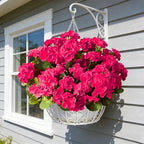 Fake Outdoor Flowers, 4 Pcs Artificial Flowers For Outdoors, Rose Red Artificial Geraniums Plastic Flowers, Fake Plant For Outside, Silk Faux Flowers For Outdoor Planters UV Resistant For Front Porch