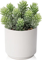 Briful Flocked Fake Plants Realistic Succulents Artificial Plant in Ceramic Pot, Faux Succulent for Home Shelf Tabletop Modern Bathroom Decor