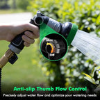 RESTMO Multi-Angle Garden Hose Nozzle with Sprinkler Function, Heavy Duty Water Hose Nozzle with 4 Spray Patterns, Magic Twist and Thumb Flow Control for Garden Watering, Car Washing & Yard, Green