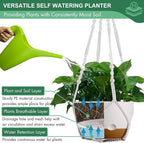 3 Pack 8/10/12 Inch Hanging Planters for Indoor Plants with Self-Watering Includes Hanging Pots for Plants, Outdoor Hanging Flower Pots with Drainage, and 2 Types of Hanging Baskets Hangers (White)