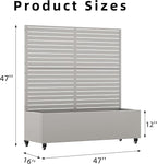 Casaphoria Metal Raised Garden Bed with Trellis and Wheels, 47"x47"x16" Planter Box for Climbing Plants, Vegetables & Vines, Features Drainage Holes and Privacy Screen (Grey-Louvered)