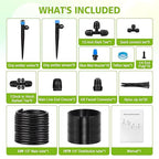 230FT New Quick-Connect Drip Irrigation System Kit, Automatic Garden Watering Misting System for Greenhouse, Yard, Lawn, Plant with 1/2 inch Hose 1/4 inch Distribution Tubing and Accessories