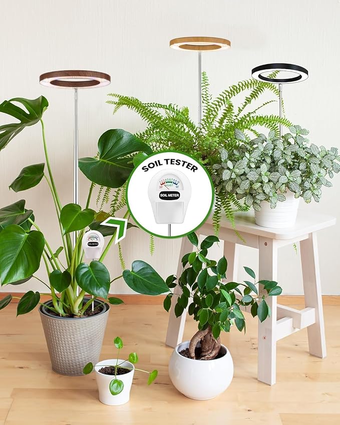 yadoker Plant Grow Light, LED Growing Light Full Spectrum for Indoor Plants, Paired with a Soil Tester,Height Adjustable, Automatic Timer, 5V Low Safe Voltage,Idea for Large Plant Light