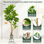 5ft Artificial Fiddle Leaf Fig Tree Tall Large Realistic Fake Ficus Lyrata Plant for Indoor Home Decor Office Living Room Floor Plant Modern Farmhouse Silk Tree 60 Inch Pet Safe Maintenance Free