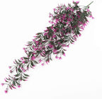 Artificial Hanging Ivy, PASYOU Vine Plastic Plants Grass Leaves Foliage Vines, UV Resistant Greenery Fake Flowers for Home Indoor Outdoor Garden Door Wall Wedding Party DIY Decoration - Fuchsia 4 Pack