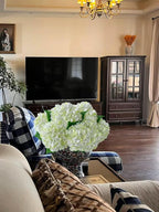 ZYTUYO 5 Pcs White & Light Green Silk Hydrangeas Artificial Flower Boho Dried Touch 20'' Faux Hydrangeas for Indoor Home Decor Kitchen Living Room Outdoor Porch Wedding Flower Arrangement