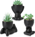 ALAGIRLS 3pcs Fake Green Succulents Plant Sets,Plastic Artificial Plant Decor Indoor Small Potted Faux Succulents for Bathroom Living Room Office