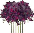 FagusHome 32 Inch Artificial Phalaenopsis Flowers 6 Pcs Artificial Orchid Flowers Stem Plants for Home Décor (Dark Purple)