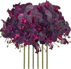 FagusHome 32 Inch Artificial Phalaenopsis Flowers 6 Pcs Artificial Orchid Flowers Stem Plants for Home Décor (Dark Purple)
