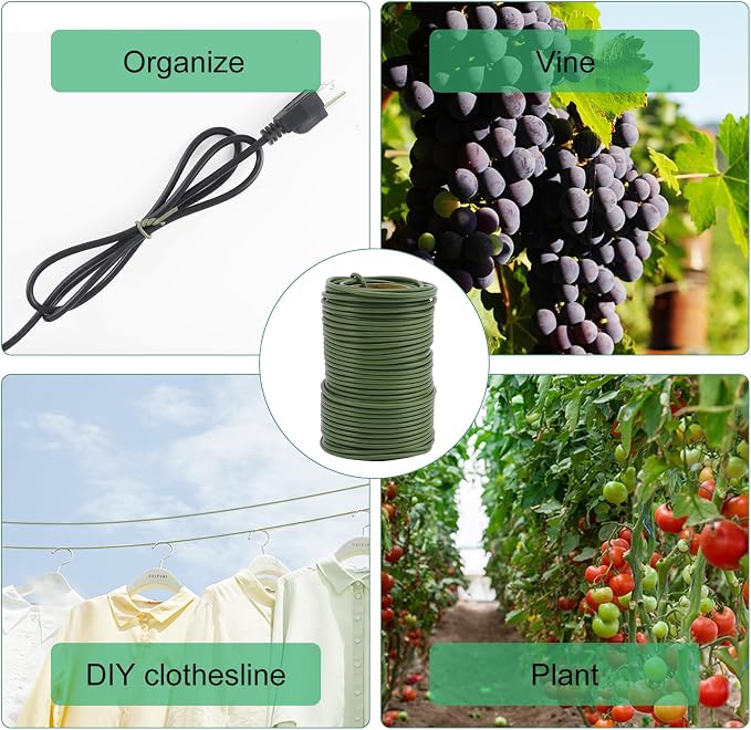 TELENT OUTDOORS 101 Feet Soft Plant Ties Dark Green Plant Twist Ties, Plant Ties for Support. Gardening Supplies for Plants Office Home Organization 3mm Diameter