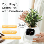 Smart Pet Planter, Smart Plant Pot, With Artificial Intelligence, Time Weather Display, And Multiple Expressions Animation,Lovely Plant Companion, For Desktop Decoration, Gifts,Plant-Free (Ivory)