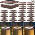 Peasur 16 Packs 4x4 Post Solar Lights 3 Lighting Modes, Brown Solar Powered Cap Lights Fits 4×4/3.5×3.5 Wood/Vinyl Posts, Waterproof Post Top Light Outdoor for Fence Deck Mailbox Porch Railing