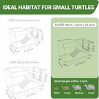 GOZILLA Aquatic Turtle Tank Kit+Lamp+Filter, Upgrade PC Turtle Tank Starter Kit with Adjustable Lamp & Filter,Reptile Habitat with Lid,Hanging Platform for Small Reptiles.(15.75×7.9×9''/White Kit)