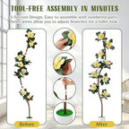 Jexine 7 ft Artificial Rubber Tree with 9 Magnolia Flowers in Pot Extra Tall Faux Magnolia Tree Fake Plant Indoor Floor Plant for Indoor Living Room Office Home Decor
