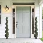THE BLOOM TIMES 5ft Spiral Artificial Topiary Trees Set of 2, Faux Cedar Trees for Outdoor Planters - Fake Twist Cypress Plants for Garden Front Porch Indoor Outside Christmas Decor 5 Foot