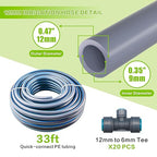Drip Irrigation System 99FT, Complete Automatic Drip Irrigation Kit with Quick Connector, Garden Watering System for Potted Plants with 12mm 6mm Irrigation Tubing Adjustable Emitters for Garden