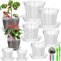 30Pcs Clear Plastic Nursery Pots with Drainage Holes and Saucers, 2.8/3.1/3.5/3.9/5.1/5.9/7.1Inch Seedling Starter Pots with Tool for Indoor Outdoor Gardening Flower, Herb, Succulent Transplanting