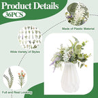 FOIMAS 36Pcs Mini Fake Green Leaves, Artificial Faux Plants Leaves Flowers for DIY Craft Small Bouquets Bridal Baby Shower Envelope Cakes Gifts Home Party Wedding Anniversary Decoration