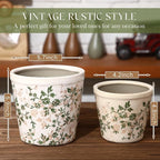2 Pack Vintage Planter Large Ceramic Plants Pot 5.7/4.7 Inch Pastoral Floral Ice Crack Cottage Scroll Flower Vase Pot Indoor Plants Home Kitchen Decor Farmhouse Antique Decorative Gift