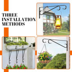 Plant Hangers Outdoor (2 Pack-15.5 Inch Black) Plant Hooks Heavy Duty Iron Plant Hanger Hook for Wall, Hanging Plant Bracket for Planters, Bird Feeders, Lanterns, Wind Chimes, Outdoor