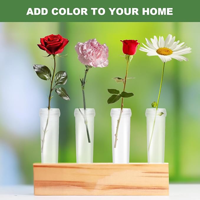 300 Pack Flower Water Tubes 3 Inch Reusable Plastic Vials for Flower Arrangements Floral Tubes with Cover Fresh Florist Supplies for Decoration Arrangement Preserving(Clear)