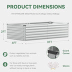 FOOWIN 4pcs 8x4x2ft Galvanized Raised Garden Bed, Planter Raised Garden Boxes Outdoor, Large Metal Raised Beds for Gardening, Garden Bed for Vegetables, Flowers, Herb,478 Gallon Capacity, Silver