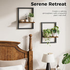 Bamworld Wall Plant Holder Hanging Planters for Indoor Plants Frames Decor Wall Planters for Small Pots Floating Shelves for Living Room Window