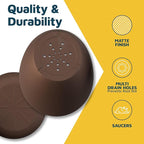 Planter Pots with Drainage Holes - Lightweight, Durable & Space-Saving Pots for Indoor and Outdoor - Versatile Functionality, Simple Modern Design, Set of 20 Plastic Planter Pots - Brown