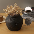 ZSHLXM Farmhouse Ceramic Vase - Black Rustic Vintage Flower Vase for Home, Living Room, Shelf and Dining Table Decor - 7IN