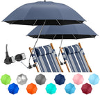 2 PACK Beach Umbrella with Clamp, 360 ° Adjustable Umbrellas for Chair, UPF50+ Umbrella for Beach Chair, Patio Chair, Wheelchair, Camping Chair, Golf Carts (Chair Not Included)