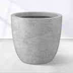 Kante 14 Inch Dia Round Concrete Planter, Indoor Outdoor Large Plant Pot with Drainage Hole and Rubber Plug for Home Patio Garden, Gray Concrete