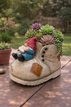 Cute Planter Gnome Plant Pots for Succulent Unique Resin Flower Pot with Drainage Hole Funny Gifts for Plant Lovers