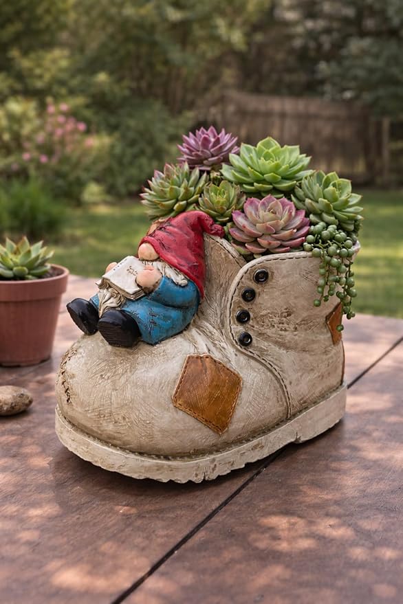 Cute Planter Gnome Plant Pots for Succulent Unique Resin Flower Pot with Drainage Hole Funny Gifts for Plant Lovers