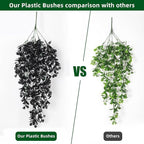 RECUTMS Hanging Artificial Plants Faux UV Resistant Flowers Bulk Outdoor Plastic Greenery for Party Home Wall Bedroom Window Hanging Planter Outside Decor Pack of 2 (Black)
