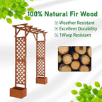 VINGLI Wooden Garden Arbor with Planter, Wedding Arch for Ceremony, Wood Garden Arbour Trellis for Plant Climbing, Pergola for Garden Backyard, Lawn, Outdoor