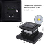 Dynaming 6 Pack Solar Post Cap Lights Outdoor with Flickering Flame Light, Fence Post Solar Lights Fit for 4x4 5x5 6x6 Vinyl/Wooden Posts, High Brightness SMD LED Lighting Decor for Garden Deck Patio