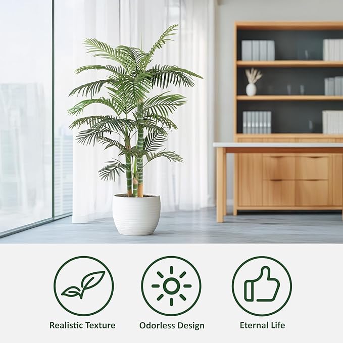 Artificial Palm Tree, Tall Tropical Palm Tree Faux Palm Plant for Indoor Outdoor Office House Living Room Home Decor