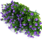 24 Bundles Outdoor Artificial Flowers UV Resistant Fake Boxwood Plants, Faux Greenery for Indoor Outside Hanging Plants Garden Porch Window Box Home Wedding Farmhouse Décor (Purple)