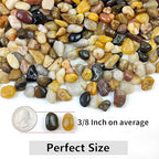YISZM 2LB Succulent and Cactus Gravel Pebbles, 3/8 Inch Decorative Polished Stones, River Rocks for Plants, Vases, Aquariums, Terrarium and Outdoor Gardening, Natural