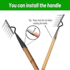 Garden Rake, Gardening Tools Heavy Duty Rake with 7 Metal Tines,Sharp Durable Garden Weeding Tools, All Steel Hardened Hoe Garden Hand Rake Tools for Backyard Lawn Loosening Planting Weeding (7 Tines)