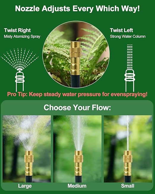 360° Adjustable Drip Irrigation System - 100 FT Garden Watering System with 16 Nozzles, Raised Bed Sprinkler Irrigation System, Garden Mister for Yard, Lawn, Plants, 5/16" Tubing