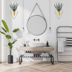 Jexine 4 Pcs Hanging Planters with Artificial Eucalyptus Metal Hanging Vase Indoor Plants Holder Modern Geometric Boho Bathroom Wall Decor for Living Room Home Office (Eucalyptus,Gold)