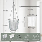QCQHDU Self Watering Hanging Pots, 2 Pack 7.2 Inch Hanging Planters for Plants Indoor, Flower Pots with Drainage Holes and 3 Hooks Chains for Garden Home (Clear)
