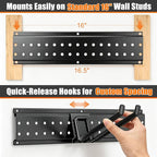 Garage Tool Organizer Wall Mount 49.5 inches with 10 Adjustable Heavy-Duty Hooks, Garage Organization, Garden Tool Storage Rack for Garage, Yard, and Shed, Holds Up to 400 lbs