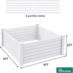 YITAHOME 48x48x24 in Plastic Raised Garden Bed with Growth Grid, Large Outdoor Vinyl Planter Box for Plants, Vegetables, and Flowers, Easy Installation, White