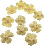 10 PCS 3D Flower Ceramic Tiles,1.6" Handmade Procelain Ceramic Flowers for Artwork,Fish Tank,Vases,Living Room, Dining Table,Office, Home Floral Decor (Single-Flowered Light Yellow)